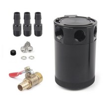연료탱크 범용 알루미늄 배플 공기 오일 분리기 자동차 3 포트 오일 캐치 수 탱크 38 1 출구 + 2 입구 리저버 오일 캐치 탱크, 배수 밸브 포함