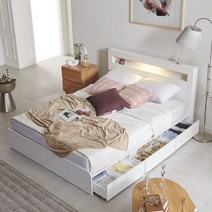 베르디안 마린다 LED 서랍형 슈퍼싱글침대(매트리스 미포함), 화이트