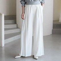 클로젯나인 맞주름 플리츠 와이드 슬랙스 ivory