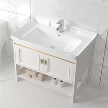욕실 소형 세면대 세면기 하부장 세트, 화이트 51cm + 문 있는 하부장, 화이트
