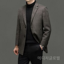 중년 남성 울 모직 자켓 두꺼운 싱글 버튼 반코트 40대 50대 비즈니스 캐주얼 재킷