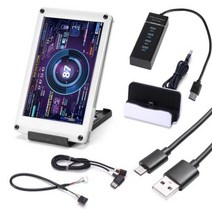 듀얼모니터받침대 아크릴 우드 모니터받침대 고강도 듀얼 USB 컴퓨터 온도 모니터링 35 인치 IPS DIY PC 디스플레이 보조 화면 윈도우 리눅스 라즈베리 파이, Full Set+호주
