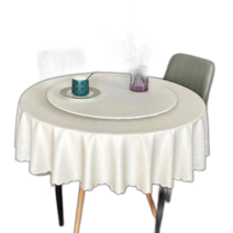 북유럽 식탁보 방수 방유 워셔링 미끄럼 방지 원형 호텔 테이블커버 빅원탁보 턴테이블커버 식탁보 매트80759, 미백 만년청, 70센티 룰렛 커버