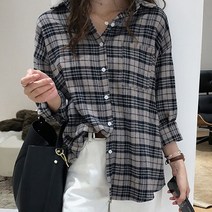 오너클랜 여자 체크무늬 셔츠 데일리룩 코디 체크 남방 가을룩