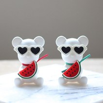 1+1 시원한 수박 먹는 귀여운 곰돌이 실내 차량용 석고방향제 (리필 오일 포함), 라벤더