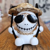 YUlike 해골 석고 방향제, 화이트머스크, 밀짚모자 해골