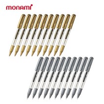 모나미 굵은글씨용 네임펜 M 금색 은색 세트, 10세트, 금색+은색