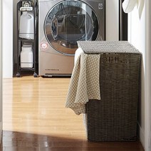 한샘 라탄 패턴 햄퍼 사각 카키 그레이, 단일/상품