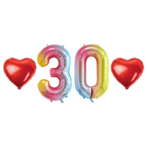 숫자 30 은박 풍선 하트 세트, 03.레인보우-소-30