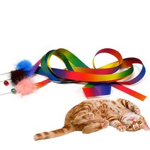 화려한 무지개 리본 끈 고양이 낚시놀이 애완묘 냥이 추천 본능 데본렉스, 1