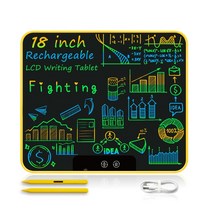 드로잉패드 액정타블렛 웹툰그리기패드 18 23 인치 충전식 LCD 그리기 태블릿 어린이 장난감 그림 도구 전자 쓰기 보드 선물 교육 완구, [06] 18 Colors Yellow