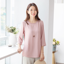 [마담그레이스] T52904 유즈 쉬폰배색 블라우스티