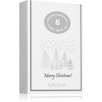 Missha 미샤 메리 크리스마스 Mascure 마스크 세트 시트 set (잡티 없는 피부를 위한) - Guaiazulene 카밍 페이스 + PHA 익스폴리에이팅 하이알루론산 모이, sheet mask set (for Flawless S
