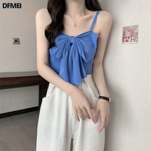 DFMEI 화이트 리본 나시 여 민소매 탑