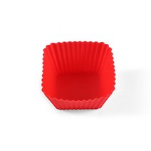 DIY 빵 컵 실리콘 머핀 심장 광장 컵케익 베이킹 금형 주방 액세서리, [06] Square red