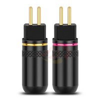 밥쇽 2쌍 핀 0.78mm 오디오 잭 와이어 커넥터 UM3X W4R UE18 HiFi 헤드셋 플러그 금속 어댑터 용 금도금, 06 Black