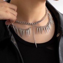 남자 진주 목걸이 펑크 레이어드 두꺼운 체인 스파이크 펜던트 유행 술 짧은 초커