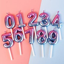 갤럭시 글리터 숫자초 세트, 10개, 퍼플블루