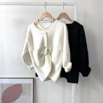 부드러운 앙고라 털 퍼 노카라 금장 진주 단추 자켓 가디건 2컬러
