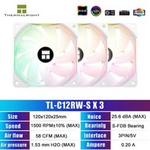 쿨러 PC 부품 컴퓨터 호환 Thermalright TL-C12RW-S 120mm PWM 팬 CPU 라디에이터 냉각 역방향 블로잉 5V ARGB SYNC MOD 케이스, white_A-RGB | As Show