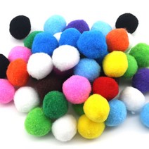 [홈앤스쿨] 칼라 뿅뿅이 (40mm) 폼폼이 솜방울 단색 혼합색상 일반, 빨강