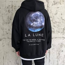 LA LUNE 후드티 남자 오버핏 봄 스트릿 빅사이즈 남성 커플 여성 프린팅 10대 20대