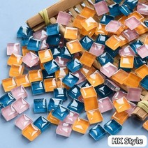 300g/10.58oz (약. 300pcs) 유리 모자이크 타일 1cm/0.39in 사각형 공예 DIY 만들기 재료 0.4mm/0.15in 두께, 300g-10.58oz, HK Style