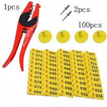 이표장착기 귀 태그 양 마커 애플리케이터 001-100 염소 식별 키트용 귀 태그 귀 태그 2 pcs 핀 귀 태그 플라이어, 1to100pcsto