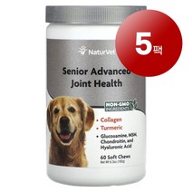 리암마켓 NaturVet 네이처벳 노견용 고관절 관절 건강 관리 보충제 소프트츄 60개 180g 1팩, 5팩