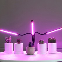 비얀 LED 식물등 식물 성장 생장 재배 조명, 3헤드 LED 식물등 클립형(보라)