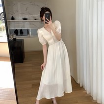 VSYOY 브이넥 프렌치 빈티지 벌룬 원피스