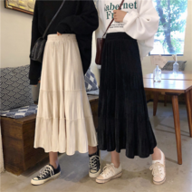 모노위크 당일배송 듀오 벨벳 캉캉 허리밴딩 롱 스커트