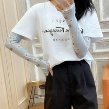 마이너스5 쿨 손등 팔토시/여성 핸드워머 암워머 손가락 패션 장갑 손목 암워머 사계절 여름용 쿨토시 무늬 스트라이프, 국화