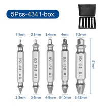 5다양한 사이즈 스틸 속도 스크류 추출기 드릴 트 가이드 세트 볼트 리무버 쉬운 아웃 목공 도구, 5pcs 4341 box
