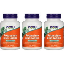 [2+1] Now Foods 나우푸드 칼륨 플러스 요오드 180정 알긴산나트륨 약들약 고약사 3개, 1개, 기본