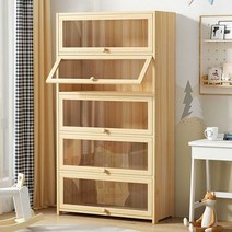 원목 수납장 캐비넷 슬림 높은 투명 정리, A