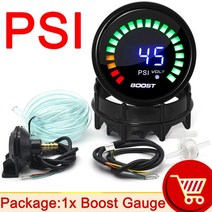 -15 ~ 45 PSI 터보 부스트 게이지 미터 센서 52mm 20 LED 블루 디지털 전기 압력 컨트롤러 진공, 01 only gauge
