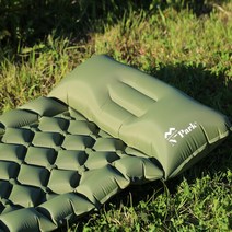 캠핑 차박용 1인용 펌프형 에어매트 베개 일체형 에어매트, 카키