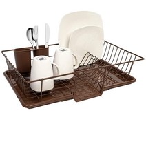 Sweet Home Collection 그릇 건조대 & 식기 수납통 블랙 30.5 x 48.3 12.7cm, Bronze