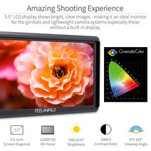 휴대용모니터 포터블 보조 Feelworld s55 5.5 인치 dslr 카메라 필드 암, au 플러그 어댑터