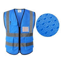 Viz 조끼 가시성 반사 안전 12 색 밝은 색상 교통 건설 작업 ANSI 클래스 2 표준, 04 Sky blue_05 4XL