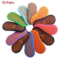 리듬체조슈즈 키즈 양말 브레이크가있는 를위한 고무 미끄럼 방지 바닥 양말 - 소프트, 믹스 컬러 12쌍, 5-12년