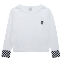 PIGC 여성 체크 패턴 셔링 니트 화이트 (LFC230131), 095