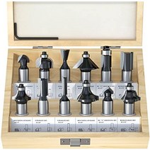 fivepears 텅스텐 카바이드 라우터 비트 - 문 테이블 선반 캐비닛 diy 목공용 12인치 생크가 있는 12피스 라우터 비트 세트, 단색, 12인치 생크가 있는 12피스 라
