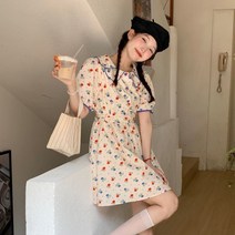 바스락 카라 미니 여름 플라워 키작녀 원피스 아방한 박스형 시원한 냉장고 주수 SY