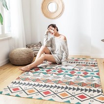 대형러그 거실러그카펫 거실매트 면 린넨 카펫 거실 침실 boho 민족 손으로 짠 지역 러그 홈 장식 기하학 대형 응접실