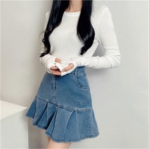 비위치 비위치 라운드넥 크롭 골지 핸드워머 긴팔티셔츠 (9187093)