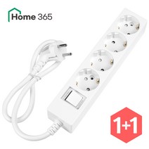 1+1 홈365 국산 과부하차단 4구 멀티탭 0.7m 1.5m 3m 5m / 16A 멀티콘센트, 1+1 과부하차단 4구 [0.7m]