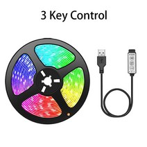 LED백라이트 RGB 5050 Led 스트립 조명 블루투스 앱 컨트롤 5V USB 테이프 유연한 리본 다이오드 TV 백, 02 3 Key Control_01 0.5m