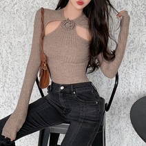 블링앤수 여성 슬림핏 라운드넥 니트 LZZ027